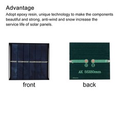 Mini Solar Cell Panel 3V 150mA 0.45W 60mm x 55mm 2pcs