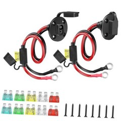 2PCS SAE Power Socket Sidewall Port to O Ring Quick Connector, SAE 2FT 10AWG