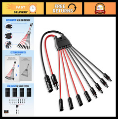 Solar Panel Connector Kit – 2-8 Y Branch Parallel PV Adapter Cable Tool, M/F Plu