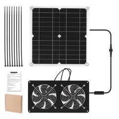 15W Solar Powered Exhaust Fan Kit with 28x28cm Panel for Pet House Ventilation