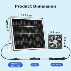 Solar Chicken Coop Fan 5.5″ 30W 3200 RPM – Outdoor Air Circulation Cooling