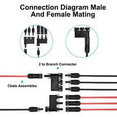50A DC1500V Waterproof Solar Branch Connector 3 to 1 Y Connectors Pair M/FFF &