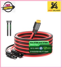 Bateria Power Solar to XT60 Charge Extension Cable, 12AWG 15Ft Solar Connector