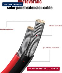 Solar Panel Extension Cable, Solar Connector 20FT 14AWG Waterproof Solar Panel F