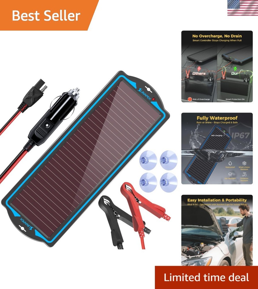 Effortless 12V Solar Battery Maintainer – Portable, Waterproof, and Durable Kit
