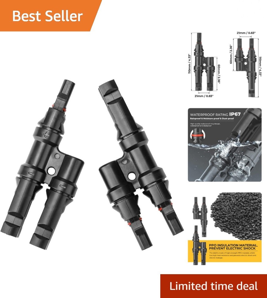 1 Pair of Heavy-Duty Solar Panel Y Connectors – Compatible with 14AWG to 10AWG