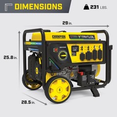 Champion Power Equipment 12,500-Watt Electric Start Tri Fuel Home Backup Port…