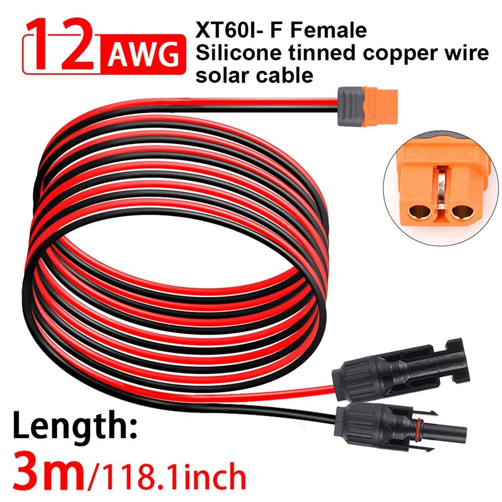 10 ft XT60i Female to Solar Connector Extension Cable Wire for Solar Generator