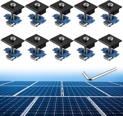 10-Pack Solar Panel Mid Clamps for Unistrut, Aluminum Mounting Kit, Black