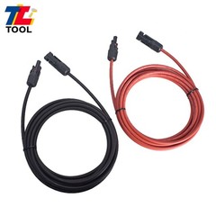 1-Pair 10ft Black + Red 12AWG Solar Panel Extension Cable Wire Connector