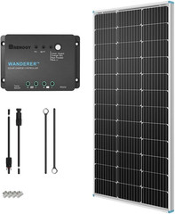 100W 12V Solar Panel Starter Kit, 100 Watt Monocrystalline Solar Panel, 30A LCD