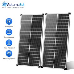 AeternaSol 2Pack 100W Solar Panel 18V 200W Mono N-Type Off-Grid RV Home Roof US