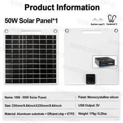 50W Flexible Solar Panel with USB Output Fast & Charger for Phone, Power Bank Ou
