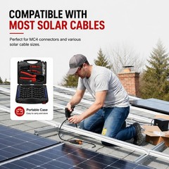 Solar MC4 Connector Crimping Tool Kit for Solar Panel Cable Assembly,14-10 AW…
