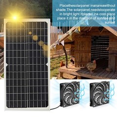 30W Solar Powered Fan Solar Panel Dual Exhaust Fan for Chicken Coop Waterproof