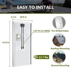 Versatile Waterproof 100W Solar Panels – Easy Installation for All Outdoor Needs
