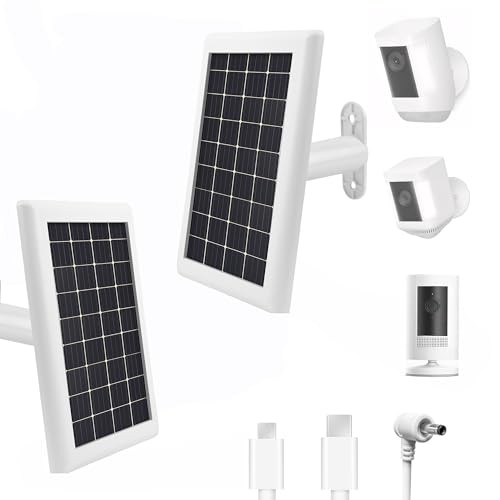 Solar Panel Charger for Ring Camera Battery,Compatible with Ring 1 White
