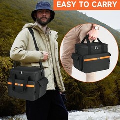 Stylish Black Carrying Case for Portable Power Stations – 7 Compartment Design