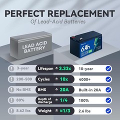 24V 6Ah LiFePO4 Battery Pack 6A BMS 29.4V Charger Included DIY Speaker UPS
