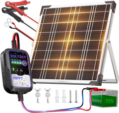 Solar Panel Kit 20W 12V with MPPT Controller, Solar Battery Trickle