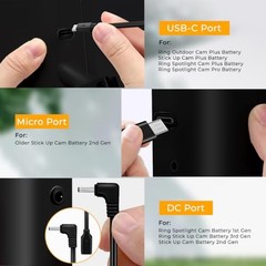 8W Solar Panel for Ring Camera-Pack Solar Panel Charger Compatible with 2 Black