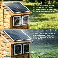 18V Solar Powered Exhaust Fan Kit Waterproof For Chicken Coops Greenhouses Attic