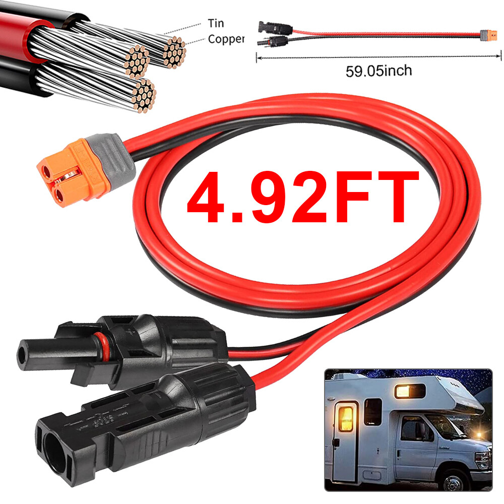 Solar Charge Cable Connector Extension to XT60i(2+1) Female Adapter 1.5m 12AWG