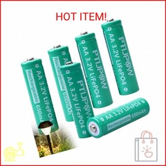 PTIJPOW AA 3.2V LiFePo4 650mAh Solar Battery, AA 3.2V Lithium Iron Phosphate Rec