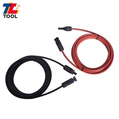 1-Pair 10ft Black + Red 12AWG Solar Panel Extension Cable Wire Connector