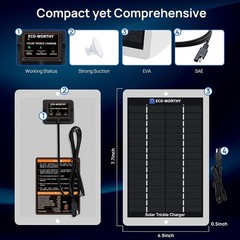 Robust 2.5w Solar Battery Maintainer – Efficient 12 Volt Charger with Indicators