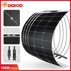 DOKIO 400w(4x100w) 18V Mono Semi-Flexible ETFE Lightweight Solar Panel for Shed