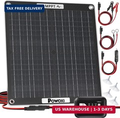 POWOXI 30W Solar Battery Charger: 12V Solar Car Battery Trickle Maintainer – wit