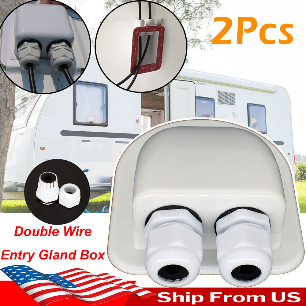 2PCS Double Wire Cable Entry Gland RV Caravan Roof Solar Boat Panel Junction Box