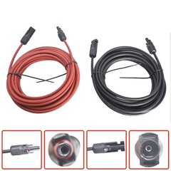 Solar Panel Extension Cable Wire Connector 1 Pair 30ft Black + Red 12AWG New