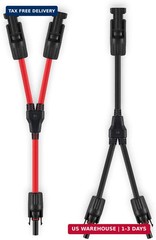 Solar Connectors Y Branch Parallel Adapter 10AWG Cable for Solar Panel (Red & Bl