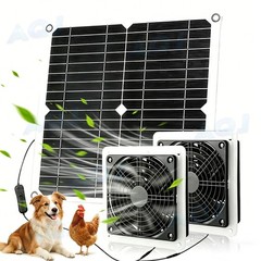 18v Solar Panel Fan kit, 30W Solar Powered Fan with Dual IP57 Waterproof Fans