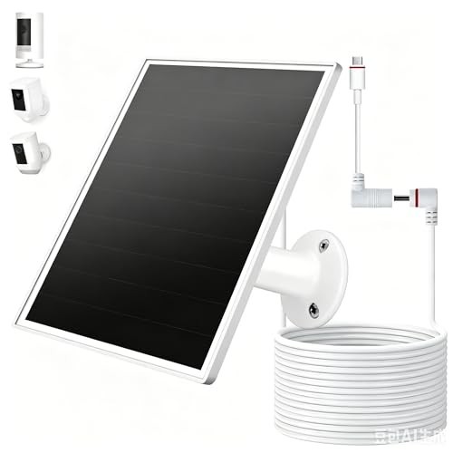 Solar Panel for Ring Camera, 6W Solar Charger with USB-C & Barrel Plug for Ring