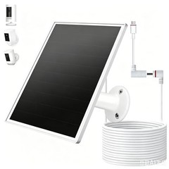 Solar Panel for Ring Camera, 6W Solar Charger with USB-C & Barrel Plug for Ring
