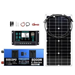 SOECOPO 8000W Solar System Kit,100A Controller, 12V DC to 110V/220V