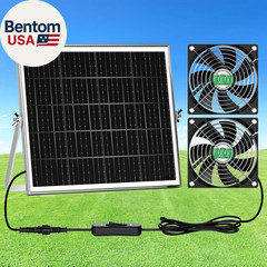 Solar Chicken Coop Fan 2 Kit, 20W Solar Powered Greenhouse Fan Outdoor Waterproo