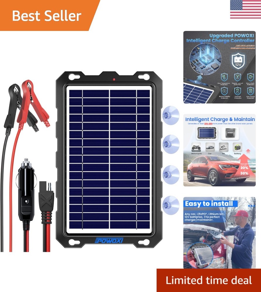Solar Charger – 7.5W Waterproof Panel – Fast Charging – Car, Motorcycle, Boat