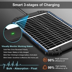 Solar Battery Trickle Charger Maintainer Built-in Intelligent MPPT Controller