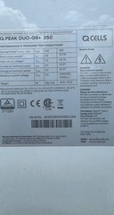 Solar Panel QCELL 350W. Q.peak DUO-G6 + 3500 Weight 19.9 / 43.9