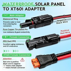 Solar Panel Extension Cable, 10AWG Solar to XT60i Charge Extension Cable, MC4…