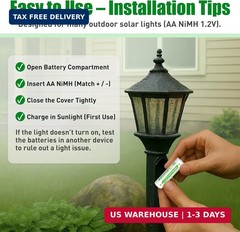 12 Pack AA Rechargeable Batteries for Solar Lights, 1600mAh NiMH 1.2V Precharged