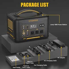 Portable Power Station 1800W LiFePO4 Battery VTOMAN Solar Generator for Camping