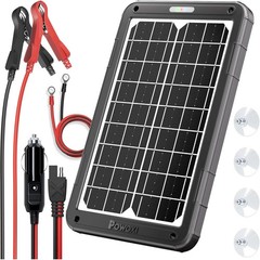 POWOXI 7.5W 12V Solar Battery Charger Trickle Maintainer for Car Boat RV Marine