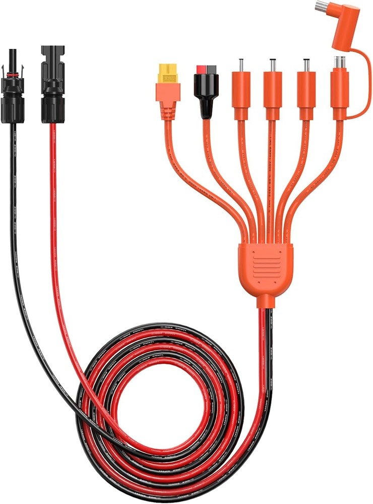 7-in-1 Solar Panel Connector Kit Universal M-C-4 Cable to DC 8mm XT60 Adapter