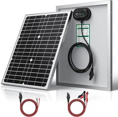 24V 20W Solar Battery Charger Maintainer, Built-in Ultra Smart MPPT Charge Co…