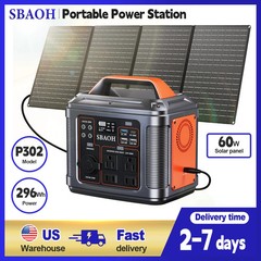 300W Portable Power Station 296Wh 80000mAh Solar Generator with Solar Panel